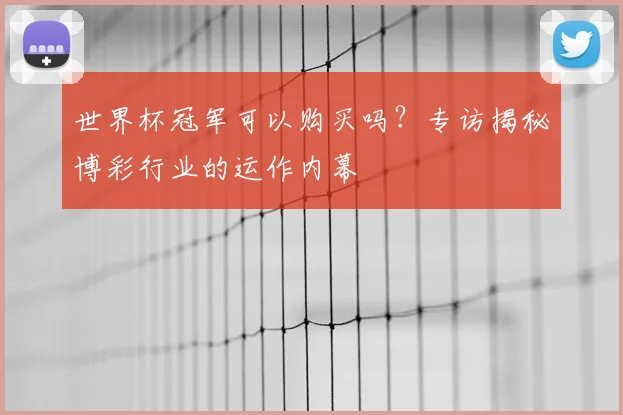世界杯冠军可以购买吗?专访揭秘博彩行业的运作内幕
